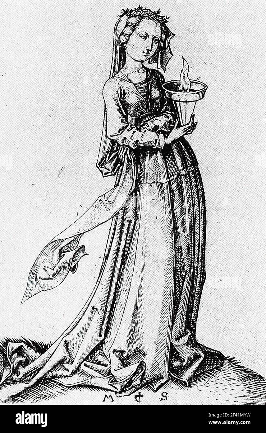 Martin Schongauer - Quatrième Vierge Sage 1483 Banque D'Images