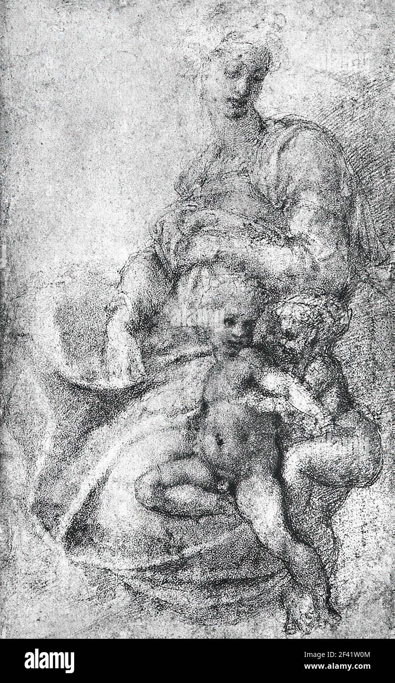 Michelangelo - Madonna Enfant Saint Jean Baptiste 1520 Banque D'Images