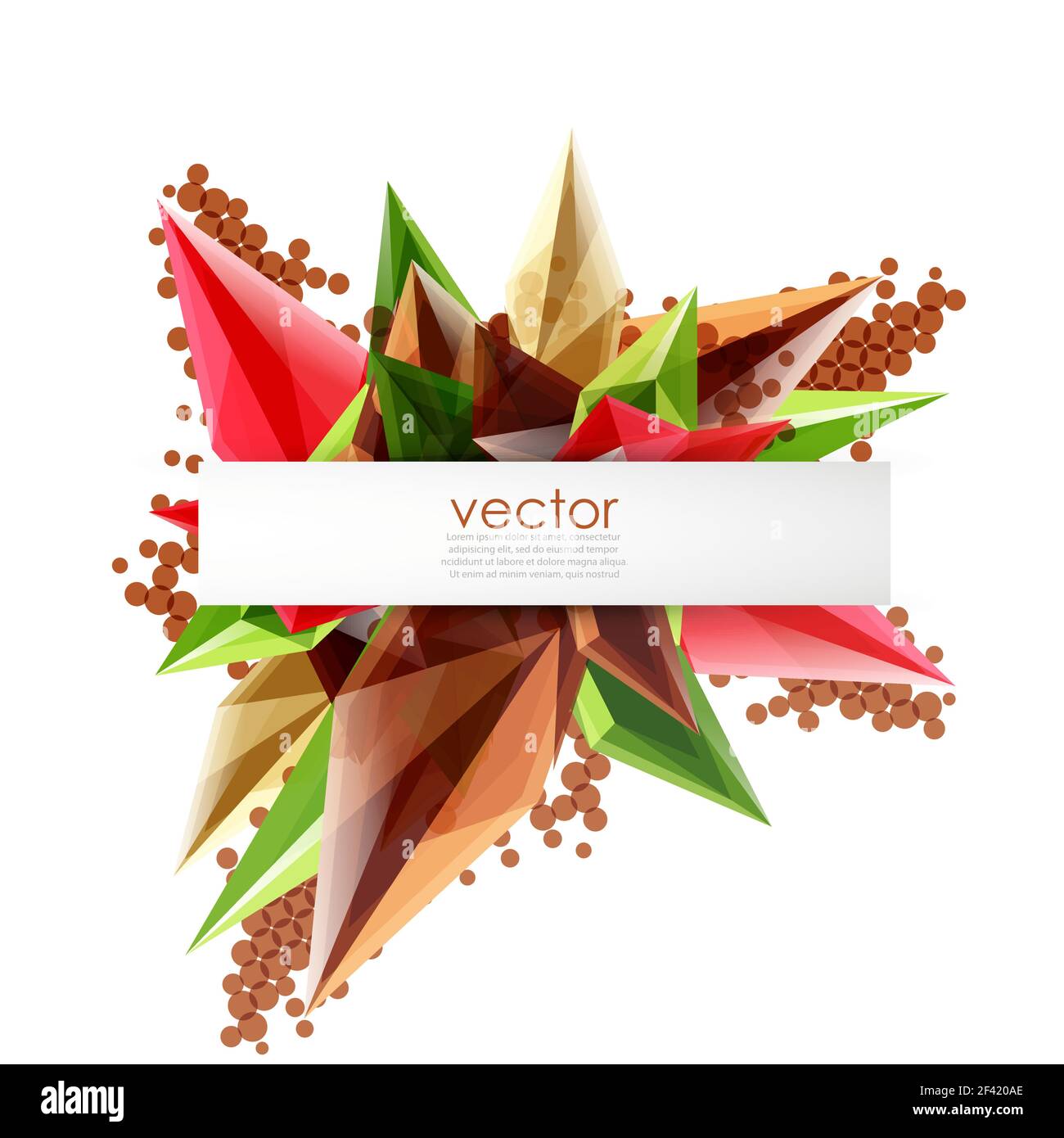 Fond abstrait vectoriel de cristaux en fleurs colorées. Fond abstrait vectoriel de cristaux en fleurs colorées. Verre effet transparent formes triangulaires 3d brillantes Illustration de Vecteur