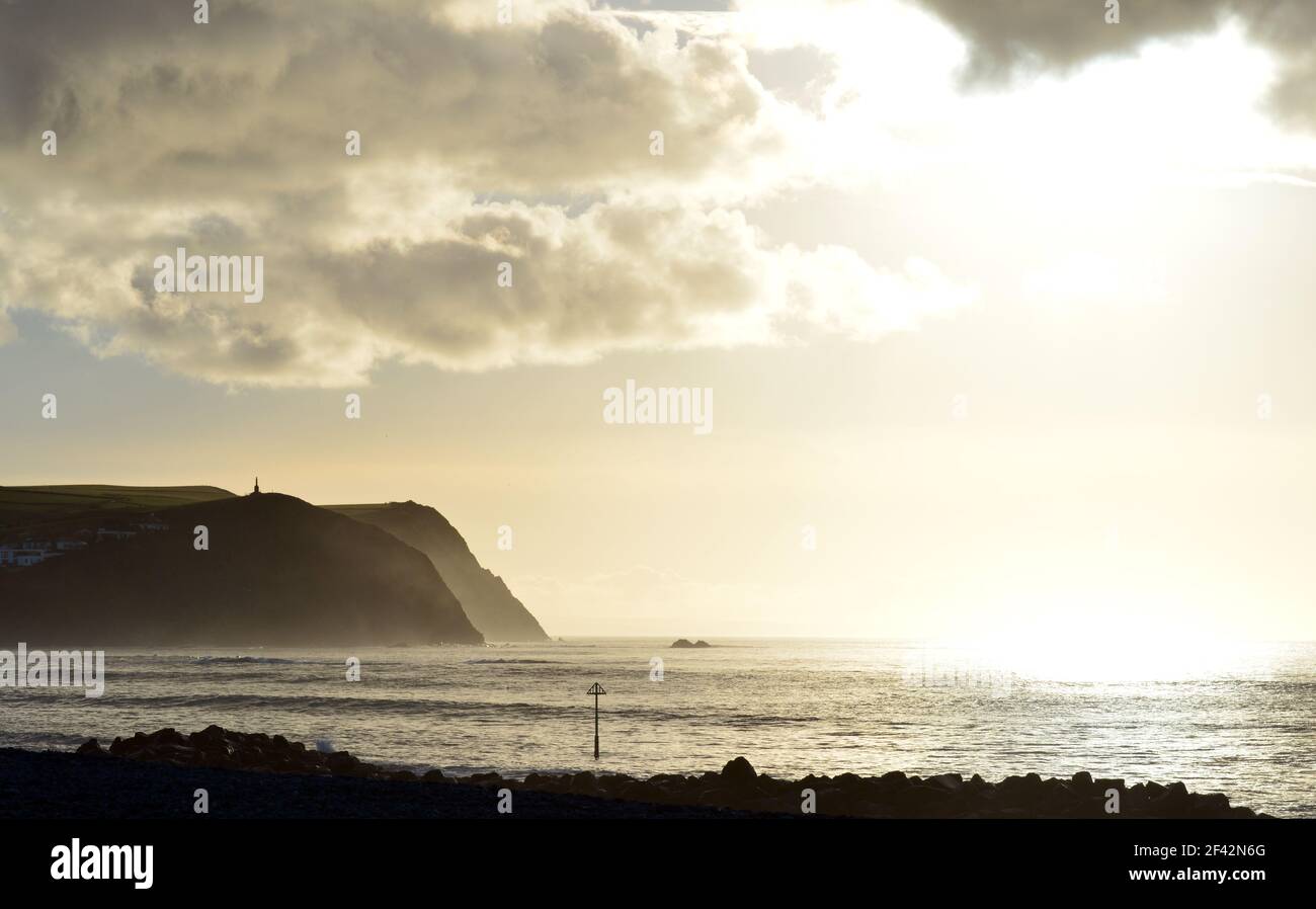 Borth Beach, Ceredigion, pays de Galles, Royaume-Uni, un après-midi de janvier Banque D'Images