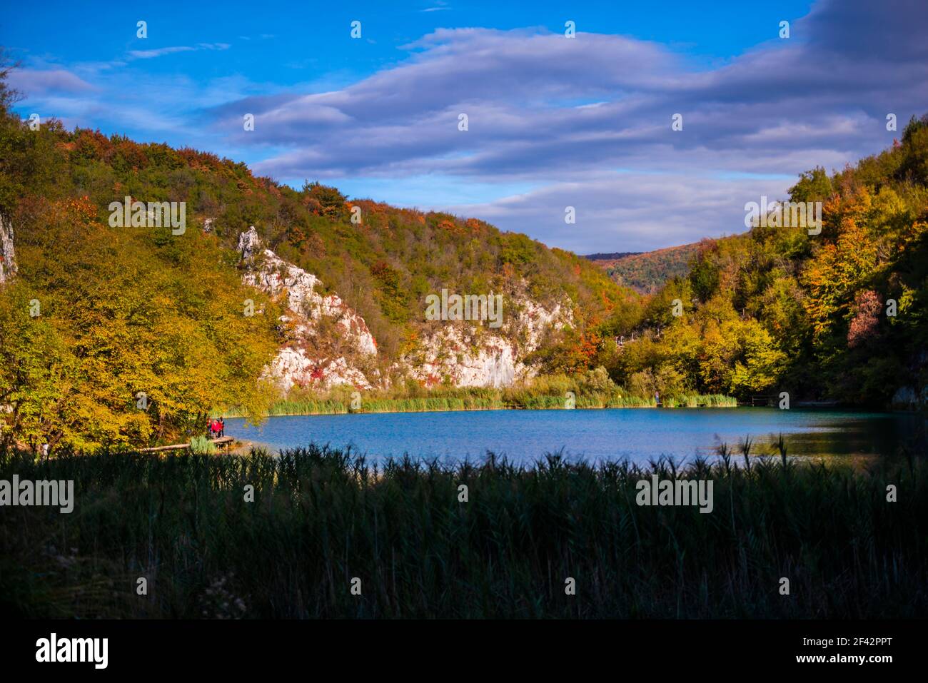 Paysage d'automne étonnant dans le parc naturel de Plitvice Jezera, Croatie Banque D'Images
