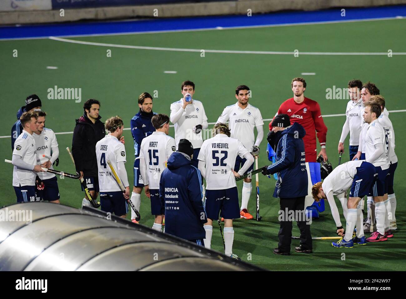 UTRECHT, PAYS-BAS - MARS 18: Entraîneur / entraîneur Jeroen Delmee de Tilburg donner des instructions pendant le match des Hollandais Hockey Men Hoofdklasse entre Kampong H1 et Tilburg H1 au Sportpark Maarschalkerweerd le 18 mars 2021 à Utrecht, pays-Bas (photo par Gerrit van Keulen/Orange Pictures) crédit: Orange pics BV/Alay Live News Banque D'Images