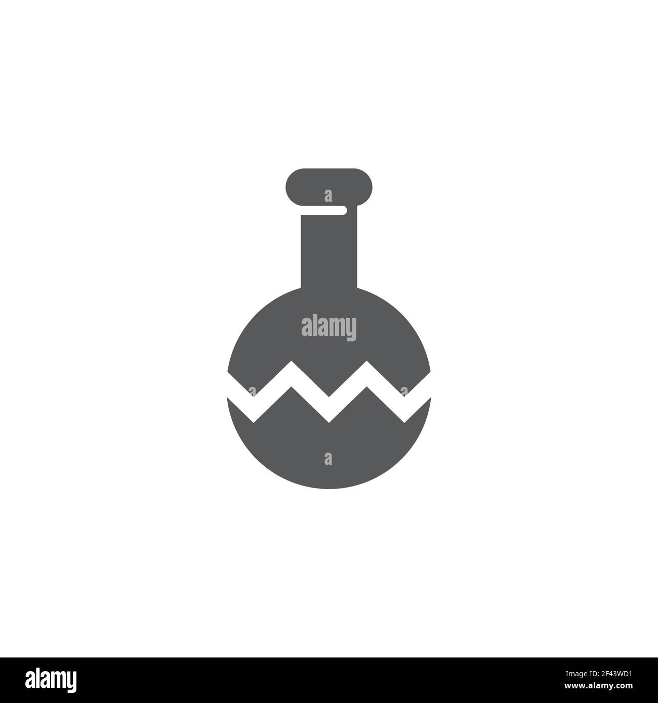 Icône de test de laboratoire chimique de la fiole et du tube à essai fissurés, isolée sur fond blanc. Panneau de verrerie de laboratoire. Vecteur Illustration de Vecteur