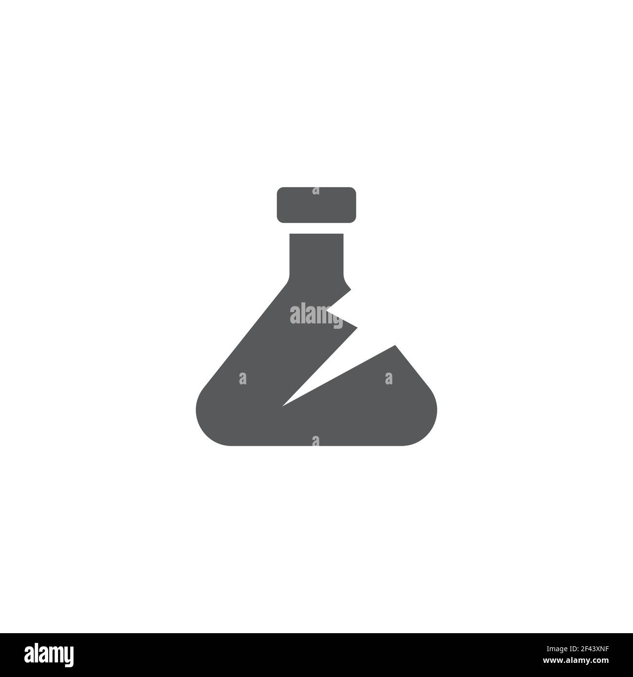 Icône de test de laboratoire chimique de la fiole et du tube à essai fissurés, isolée sur fond blanc. Panneau de verrerie de laboratoire. Vecteur Illustration de Vecteur