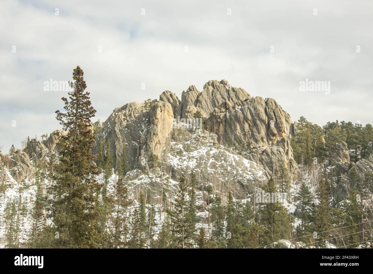 Vue sur la tour Little Devils et la cathédrale de Spires, la piste Black Elk Peak Trail, le parc national Custer, Dakota du Sud, U.S.A Banque D'Images