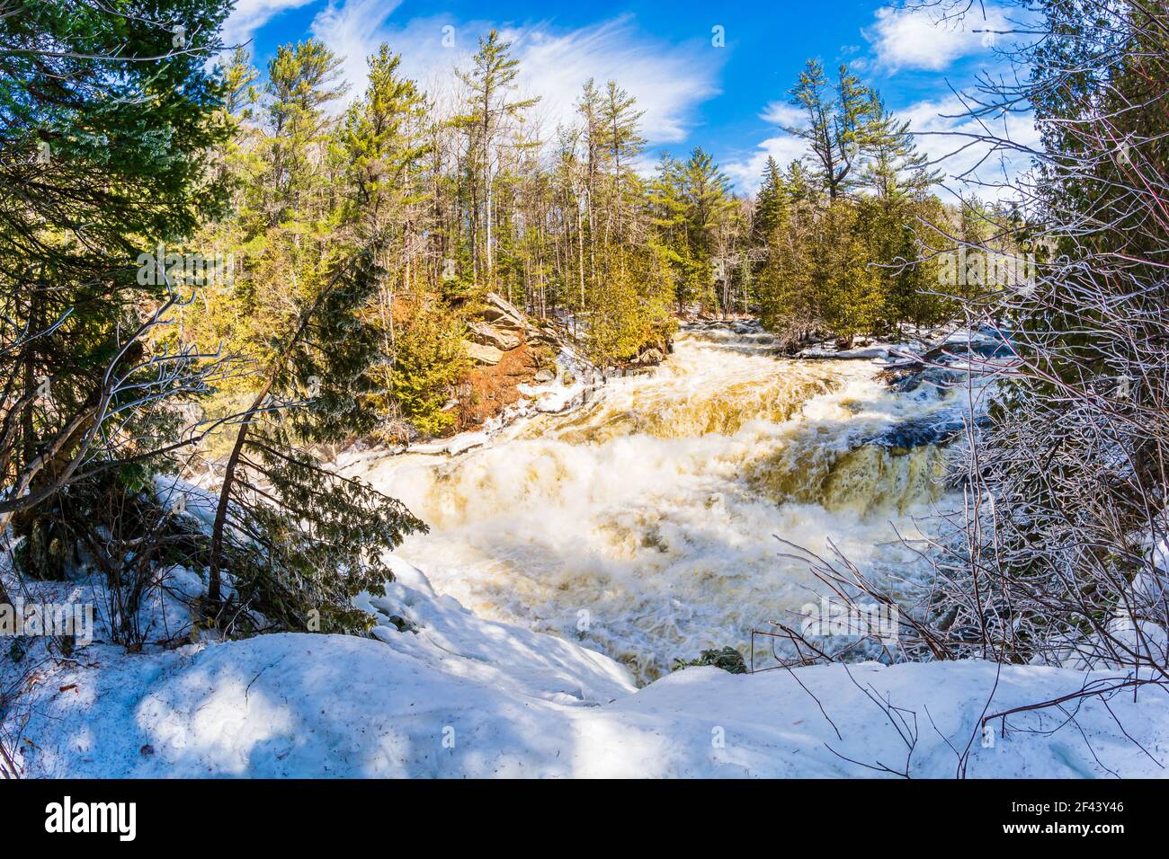 Egan Chutes conservation Area Haliburton County Bancroft Ontario Canada in hiver Banque D'Images