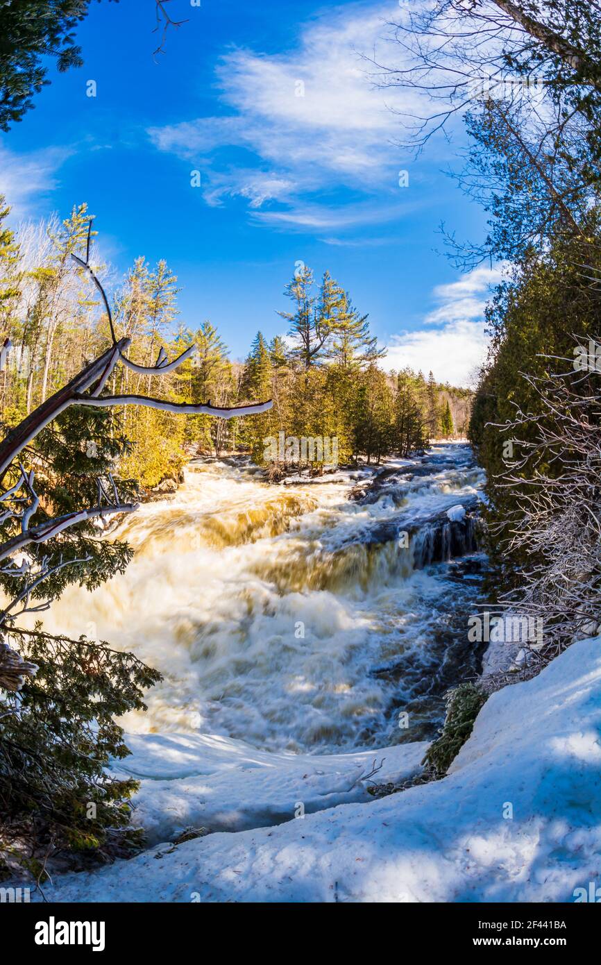 Egan Chutes conservation Area Haliburton County Bancroft Ontario Canada in hiver Banque D'Images