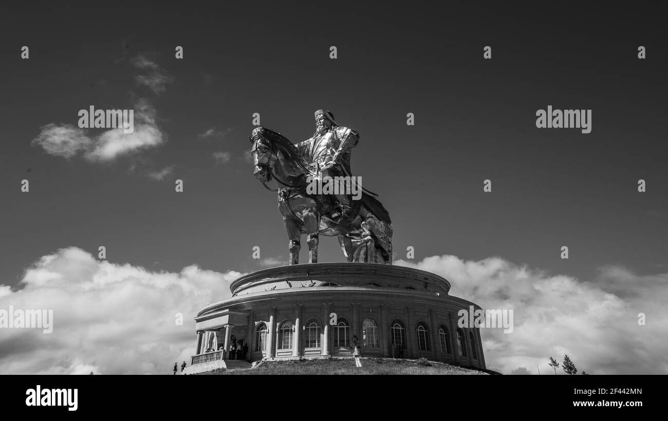 Statue de Chinggis Khaan / Gengis Khan à la périphérie d'Ulaanbataar, Mongolie. Juillet 2018. Banque D'Images