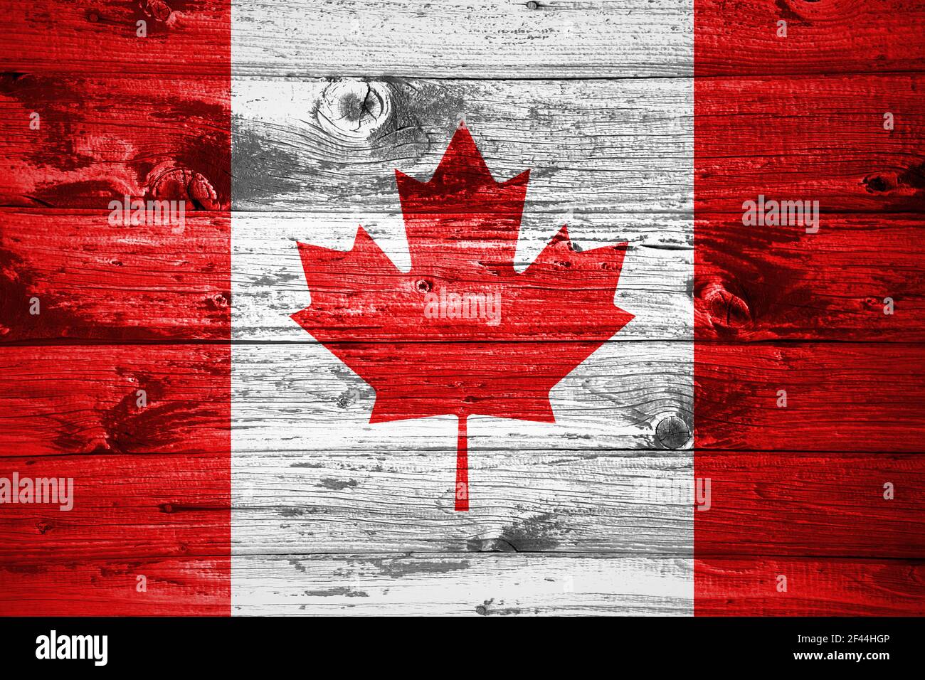 Drapeau du Canada sur des planches de bois arrière-plan drapeau du bois Banque D'Images