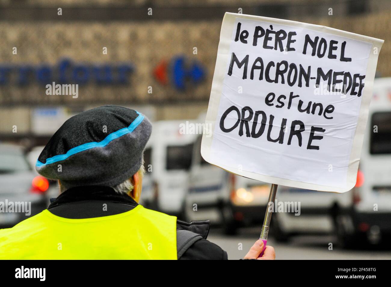 Les cheminots de la SNFC prennent la rue pour protester contre le droit du travail présumé, Lyon, France Banque D'Images