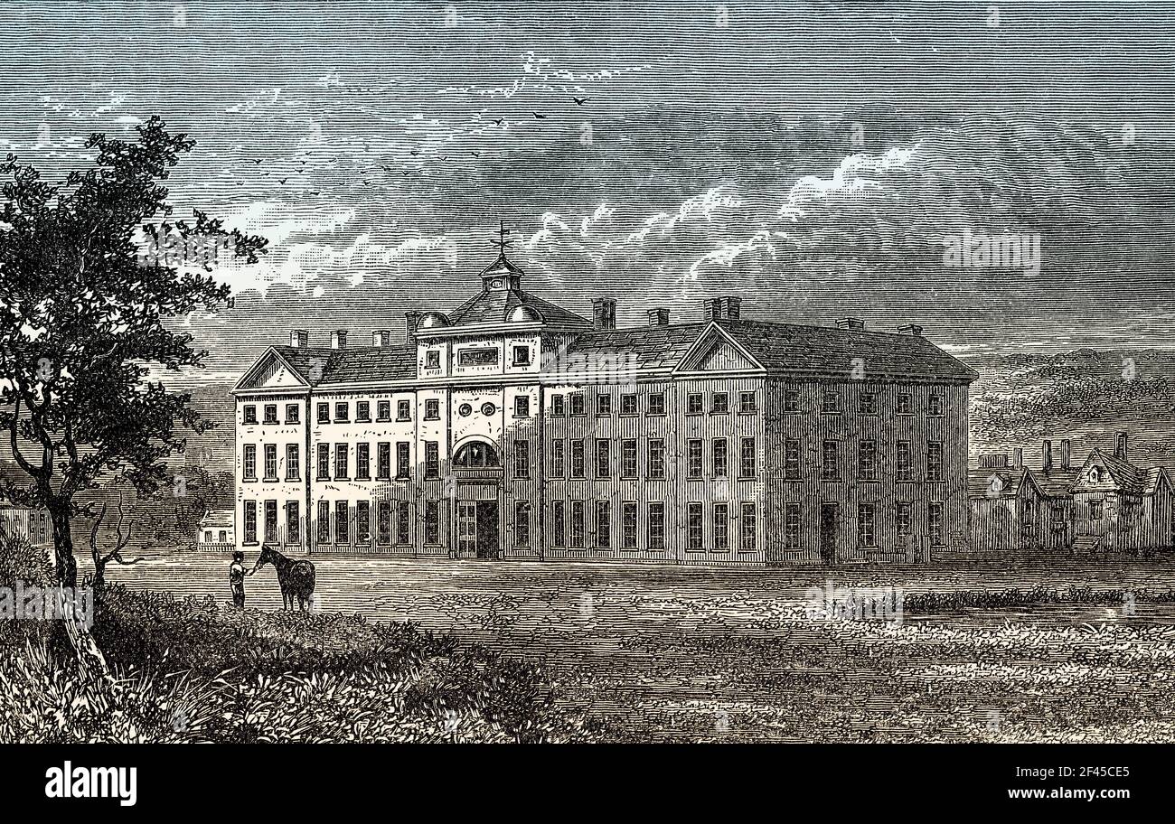 L'usine de fabrication Old Soho, Soho, Birmingham, Angleterre, a été démolie en 1863 Banque D'Images
