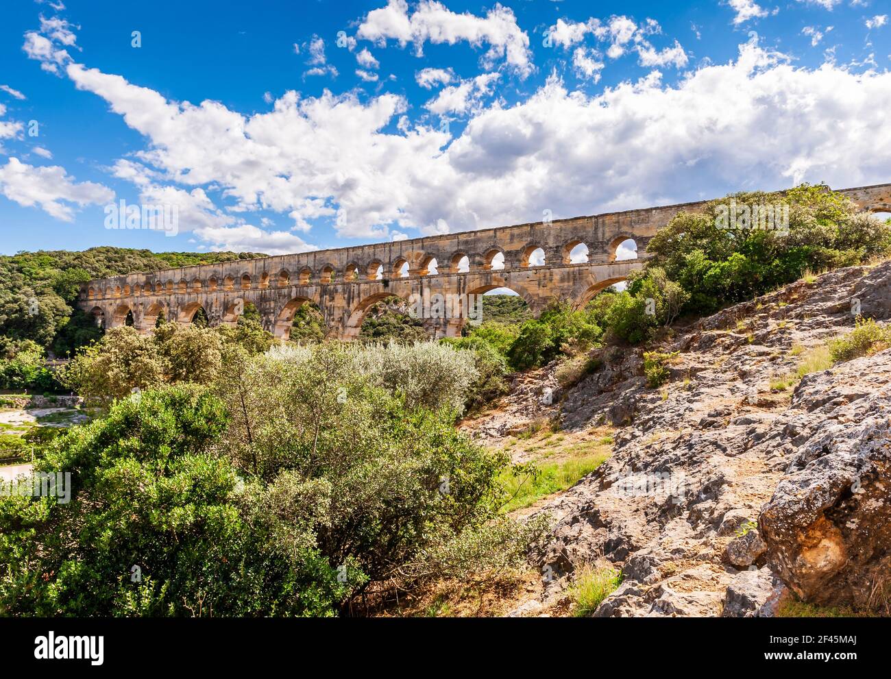 Aqueduc romain, Pont du Gard, Gard, Occitanie, France Banque D'Images