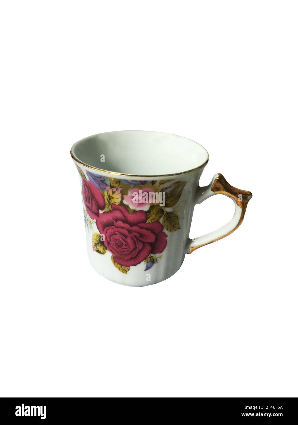 Tasse à thé sur fond blanc avec passe-cheveux pour le travail Banque D'Images