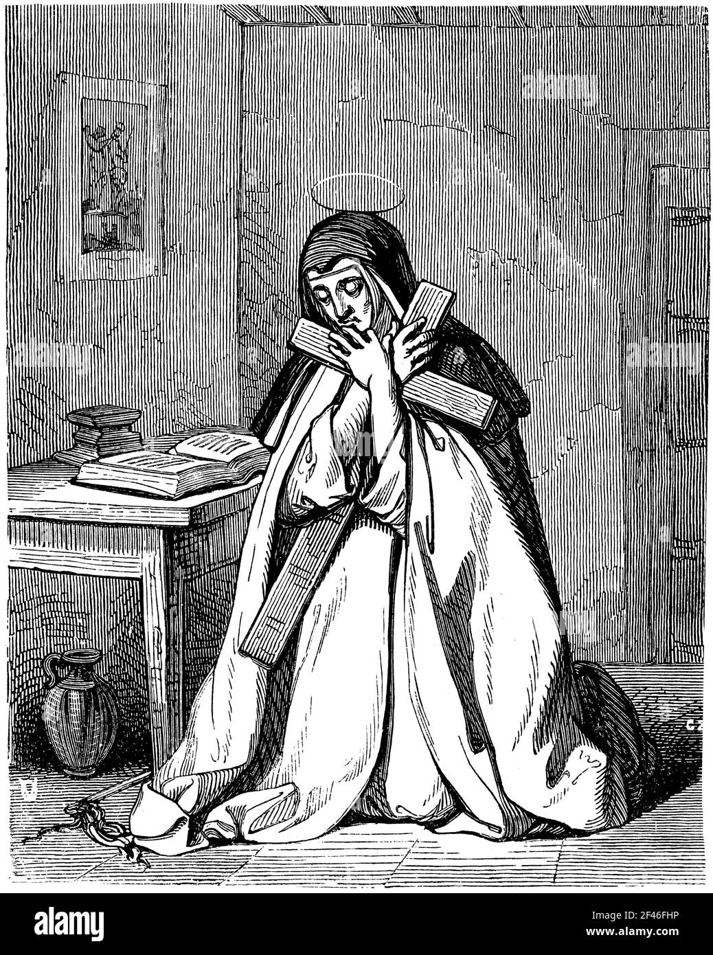 Mariana de Jesús (1565-1624), terciaria española de la Orden de la Merced, vérada por la Iglesia católica como beata. Grabado de 1852. Banque D'Images