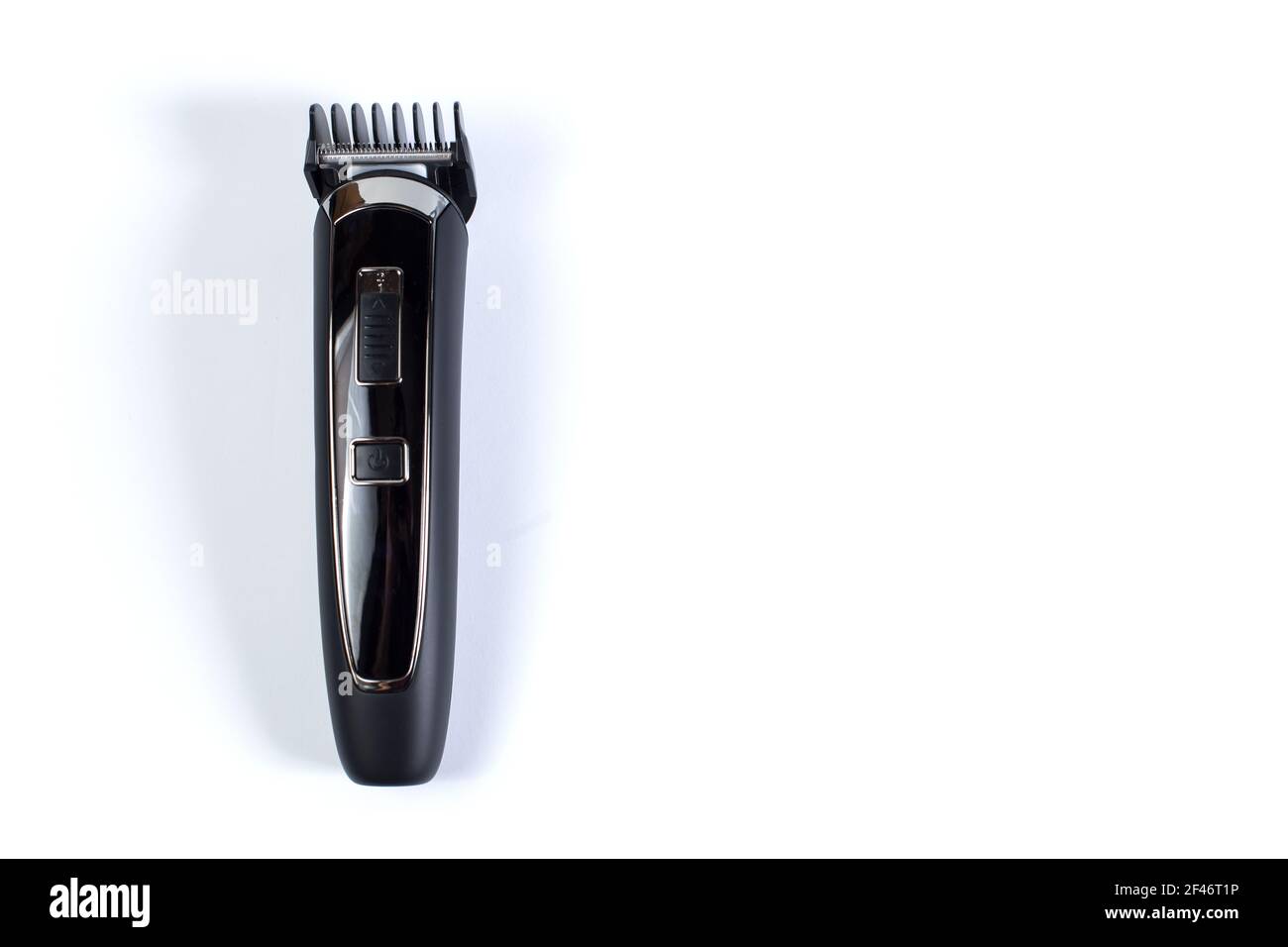 Laser noir sans fil avec fixation gros plan isolé sur un blanc avec espace de copie. Banque D'Images