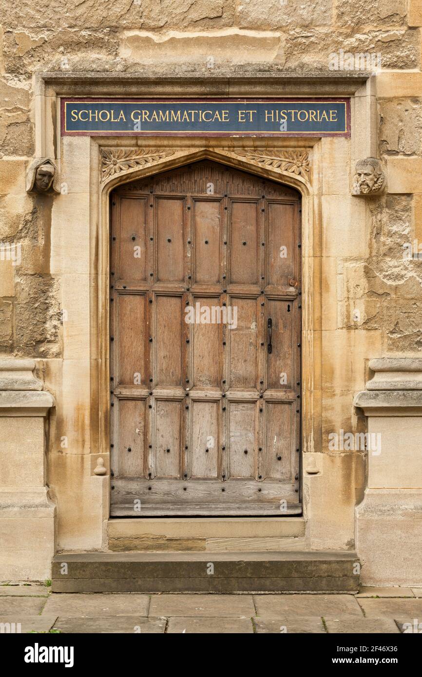 Porte d'entrée dans la bibliothèque Bodleian, Université d'Oxford, Angleterre Banque D'Images
