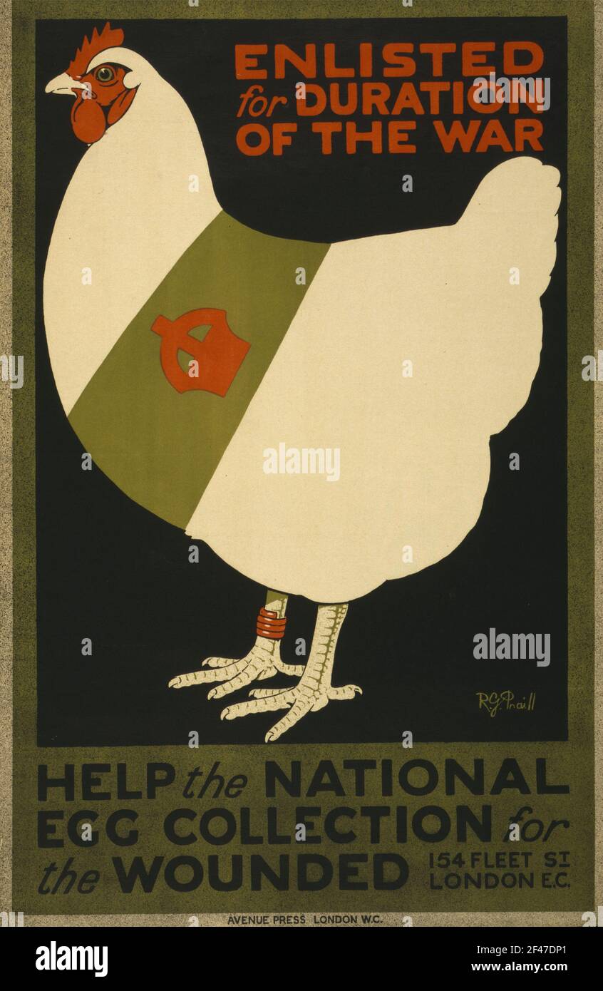 Une première affiche de guerre mondiale pour la Collection nationale d'œufs Pour les blessés Banque D'Images