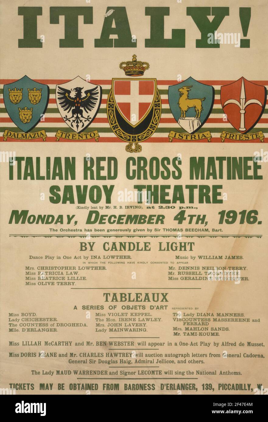 Une première affiche de guerre mondiale pour la Croix-Rouge italienne Banque D'Images