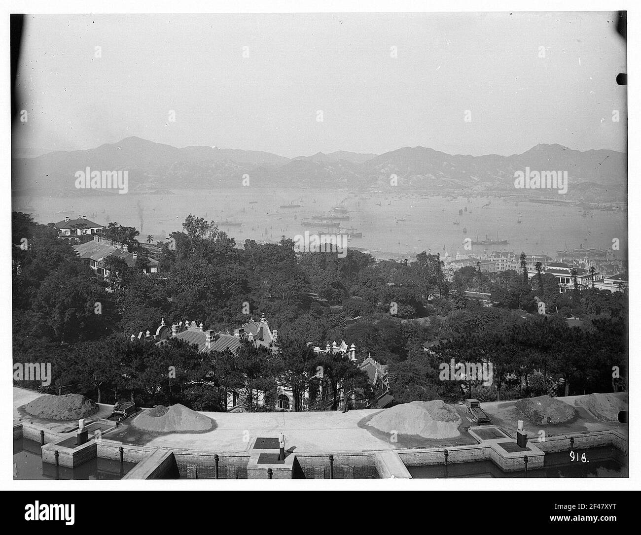 Hong Kong. Vue de Bown Road sur la baie avec bassin du port Banque D'Images