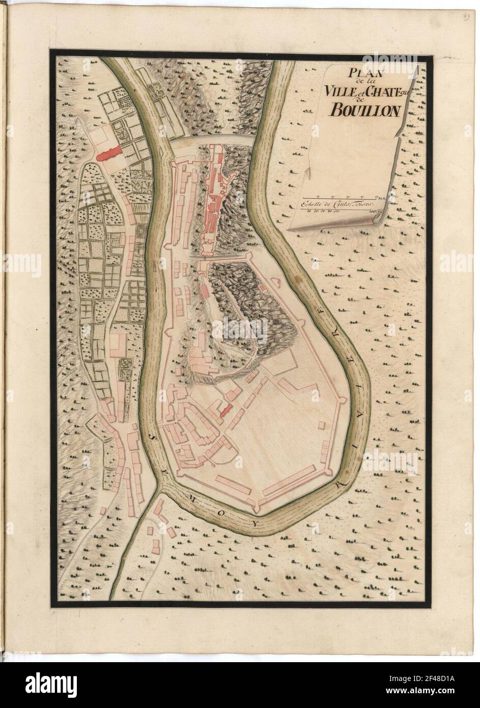 Plan de la ville et Château de Bouillon Photo Stock Alamy