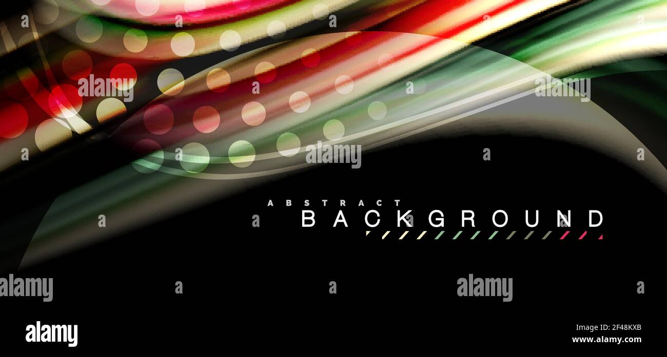 Lignes ondulées multicolores sur fond noir. Lignes d'ondes multicolores sur fond noir Illustration de Vecteur