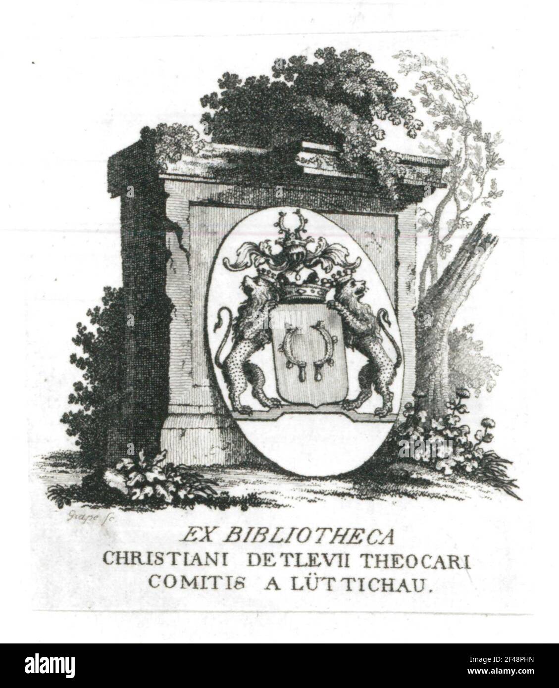 Exlibris par Christian Detlev Théocar Comitis a Liègeichau Banque D'Images