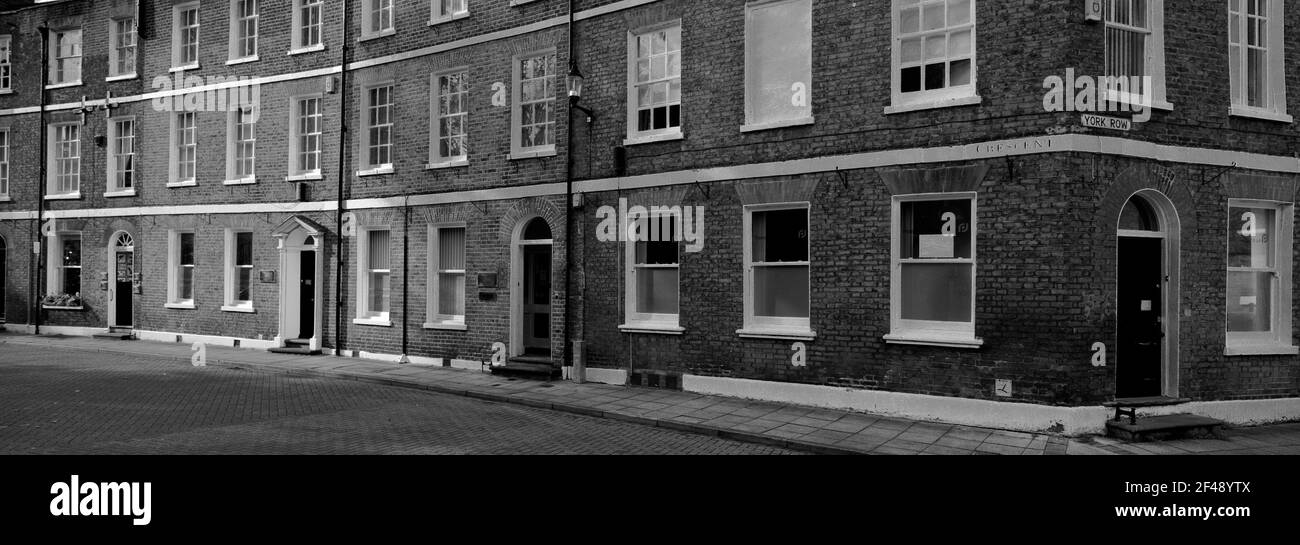 Le croissant, une rangée de maisons géorgiennes, Union Place, Wisbech town, Fenland, Cambridgeshire, Angleterre, Royaume-Uni Banque D'Images