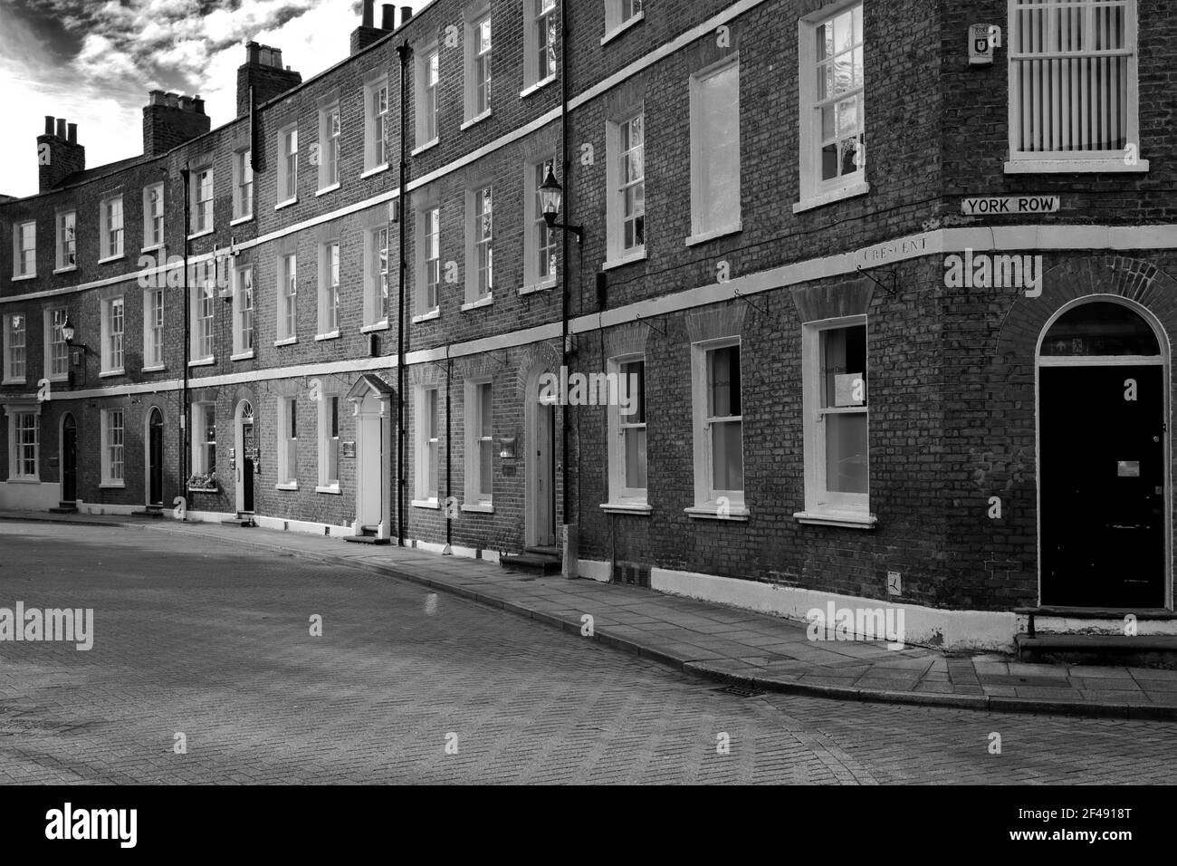 Le croissant, une rangée de maisons géorgiennes, Union Place, Wisbech town, Fenland, Cambridgeshire, Angleterre, Royaume-Uni Banque D'Images