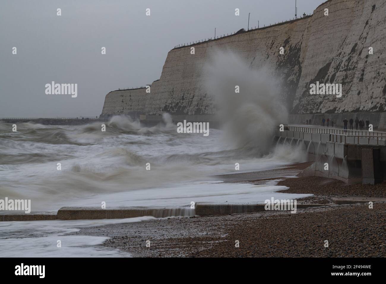 Falaises de craie blanche, Undercliff Walk and Hills of South Downs National Park, Saltdean, East Sussex, Royaume-Uni Banque D'Images