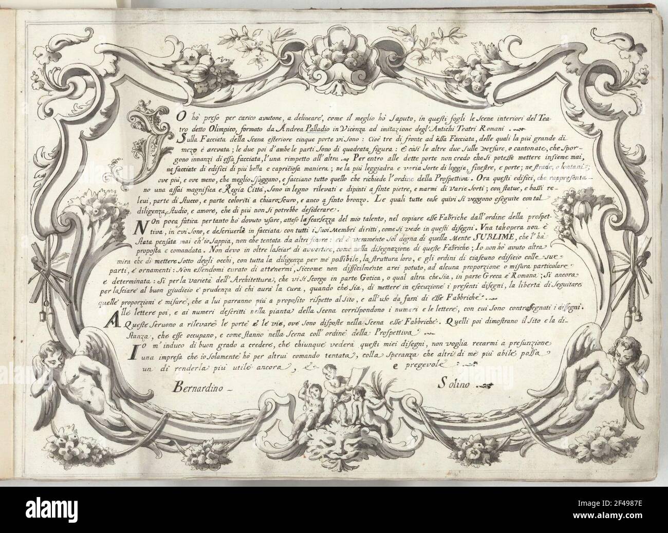 Protection (dépliée) Vicenza, Teatro Olimpico. Protection des dessins de normes architecturales sur scène Banque D'Images