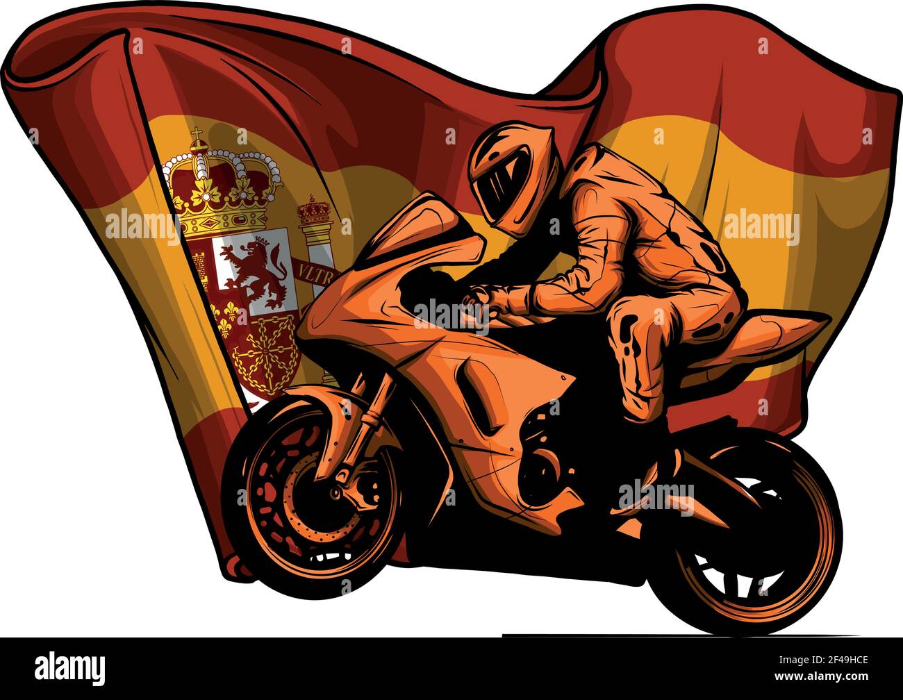 coureur automobile en virage avec vecteur drapeau espagnol Illustration de Vecteur