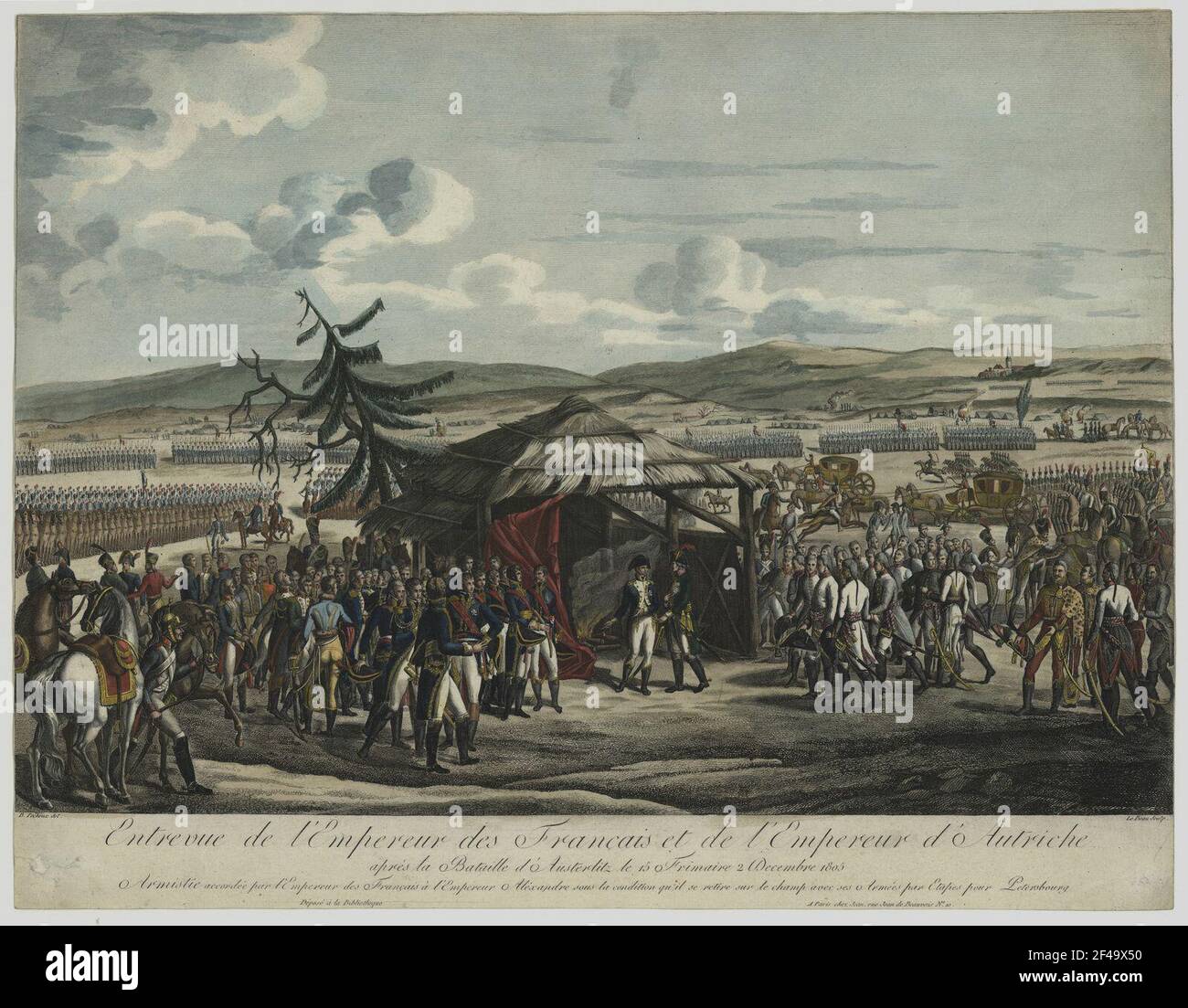 Rencontre entre Napoléon et Franz II après la bataille à Austerlitz Banque D'Images