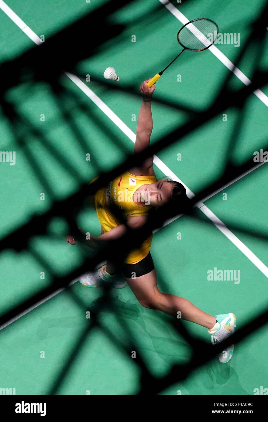 La Thaïlande Pornpawee Chochuwong en action pendant son match contre les États-Unis entre Zhang le troisième jour du YONEX All England Open Badminton Championships à Utilita Arena Birmingham. Date de la photo : vendredi 19 mars 2021. Banque D'Images