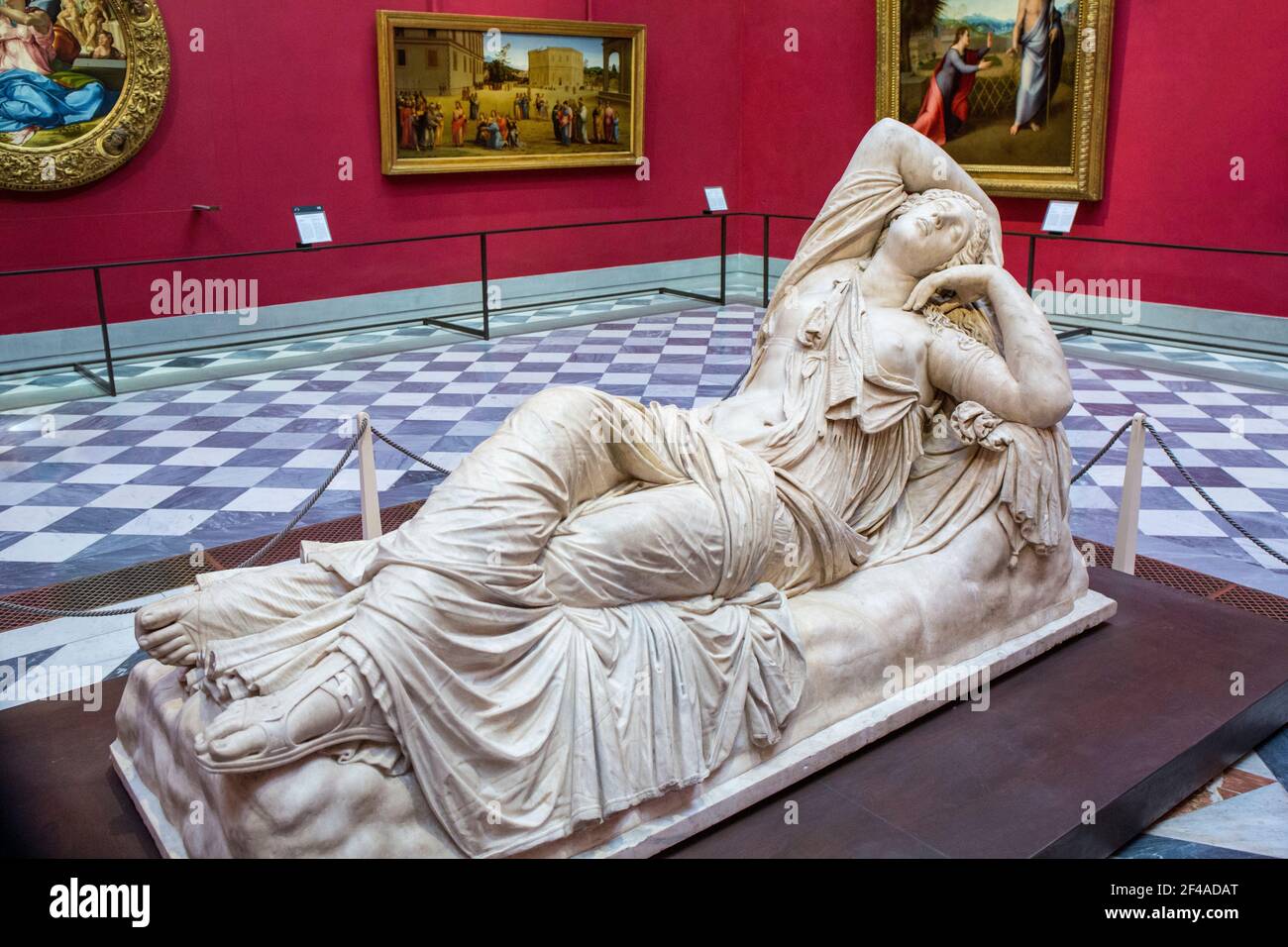 Florence, Italie. Sculpture de l'Ariadne dormant en marbre asiatique. 2e siècle AD. Situé dans la Galerie des Offices. (À usage éditorial uniquement) Banque D'Images