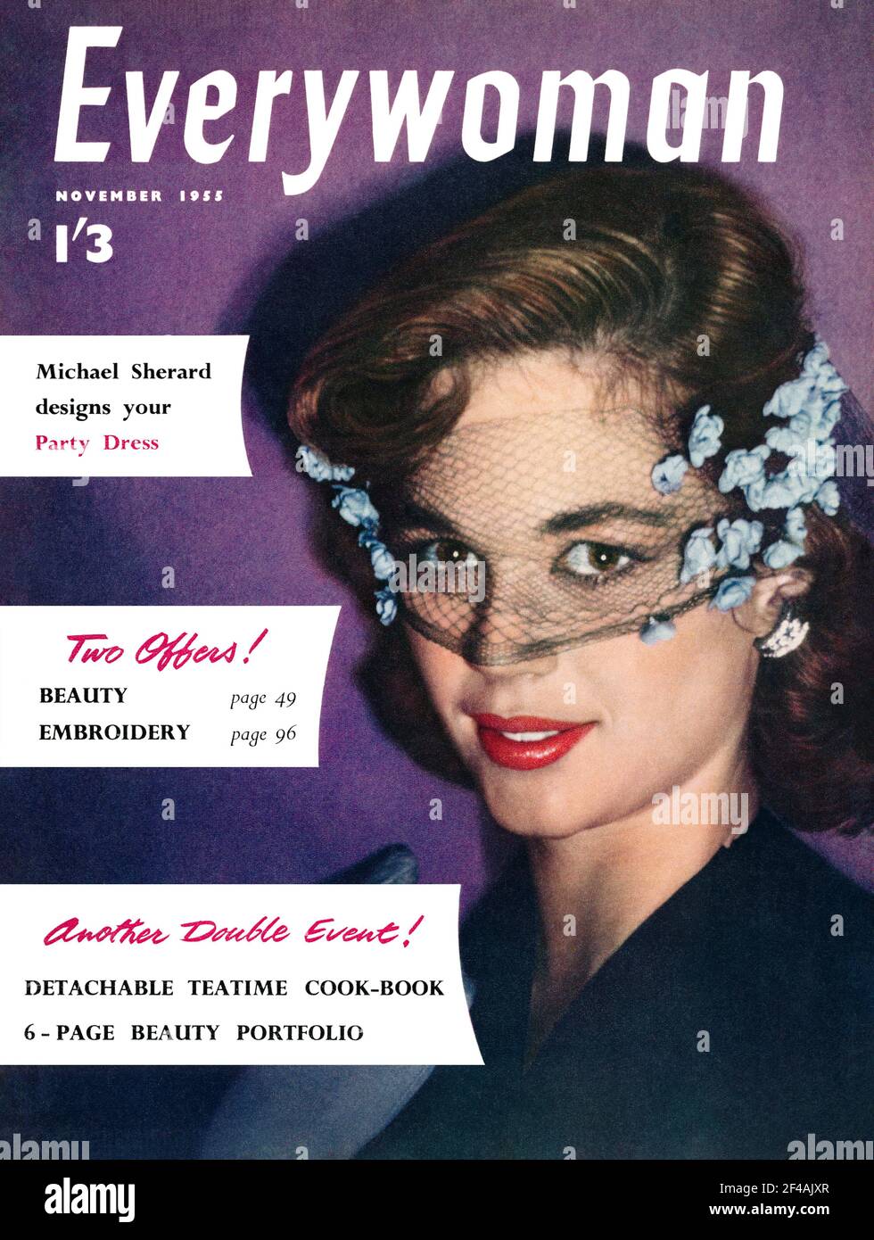 Couverture avant du magazine vintage pour femmes d'Everywoman pour novembre 1955. Banque D'Images