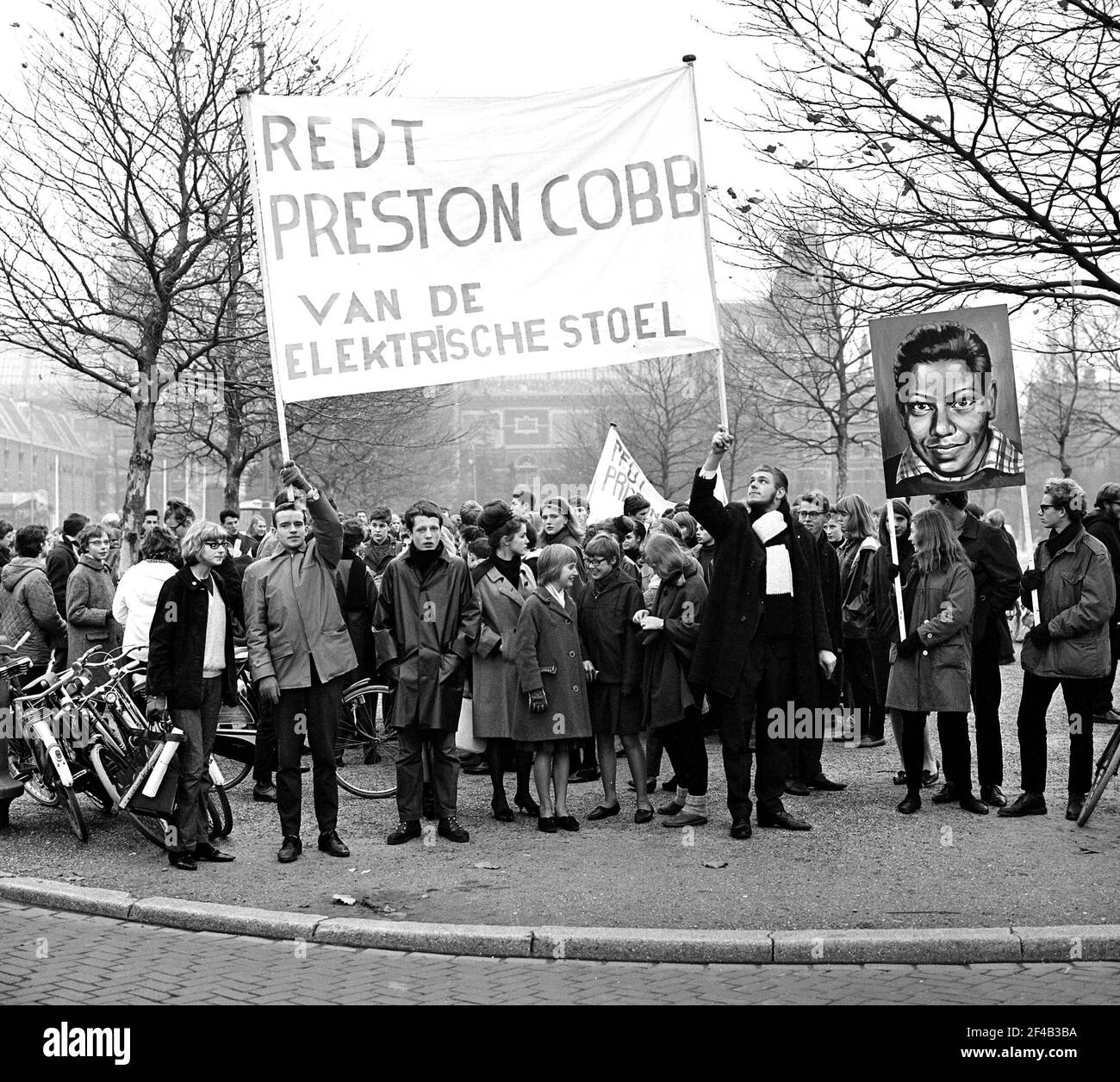 Pays-bas protestation contre la peine de mort pour Preston dans le Cobb USA ca. Années 1960 Banque D'Images