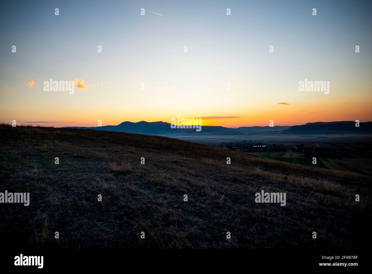 Paysage au coucher du soleil , Transalpina Banque D'Images
