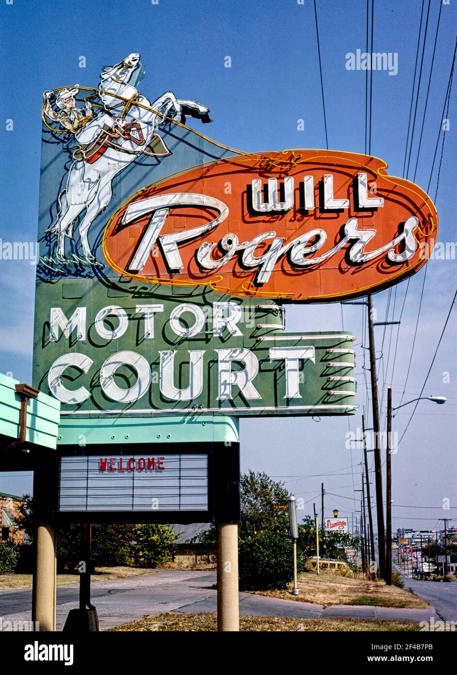 Will Rogers Motor court signez la route 66 Tulsa Oklahoma ca. 1979 Banque D'Images