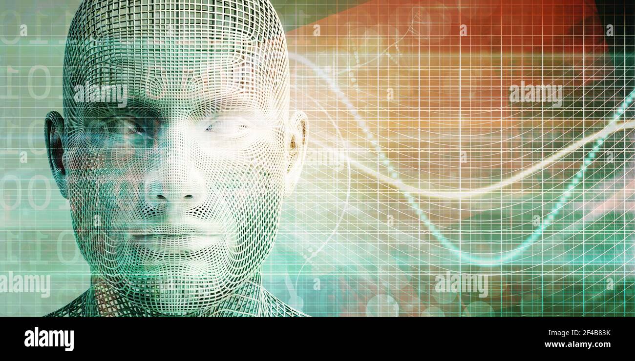 L'évolution de l'intelligence artificielle avec la conscience comme concept de haute technologie numérique Banque D'Images