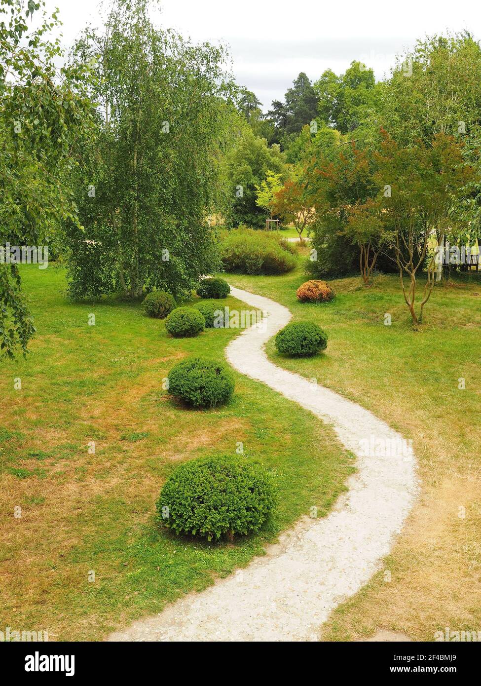 Chemin étroit entre les arbres de la Vallée-aux-loups à Châtenay-Malabry, hauts-de-Seine, Île-de-France, France. Banque D'Images