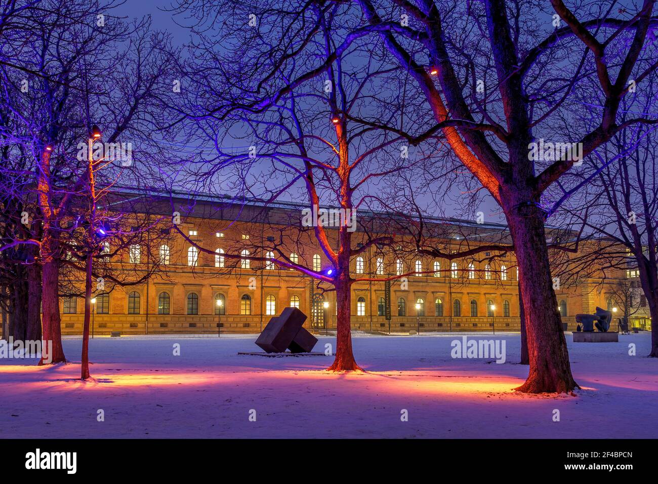 Munich s'allume, installation de lumière dans le quartier artistique, Alte Pinakothek, Munich, Bavière, Allemagne, Europe Banque D'Images