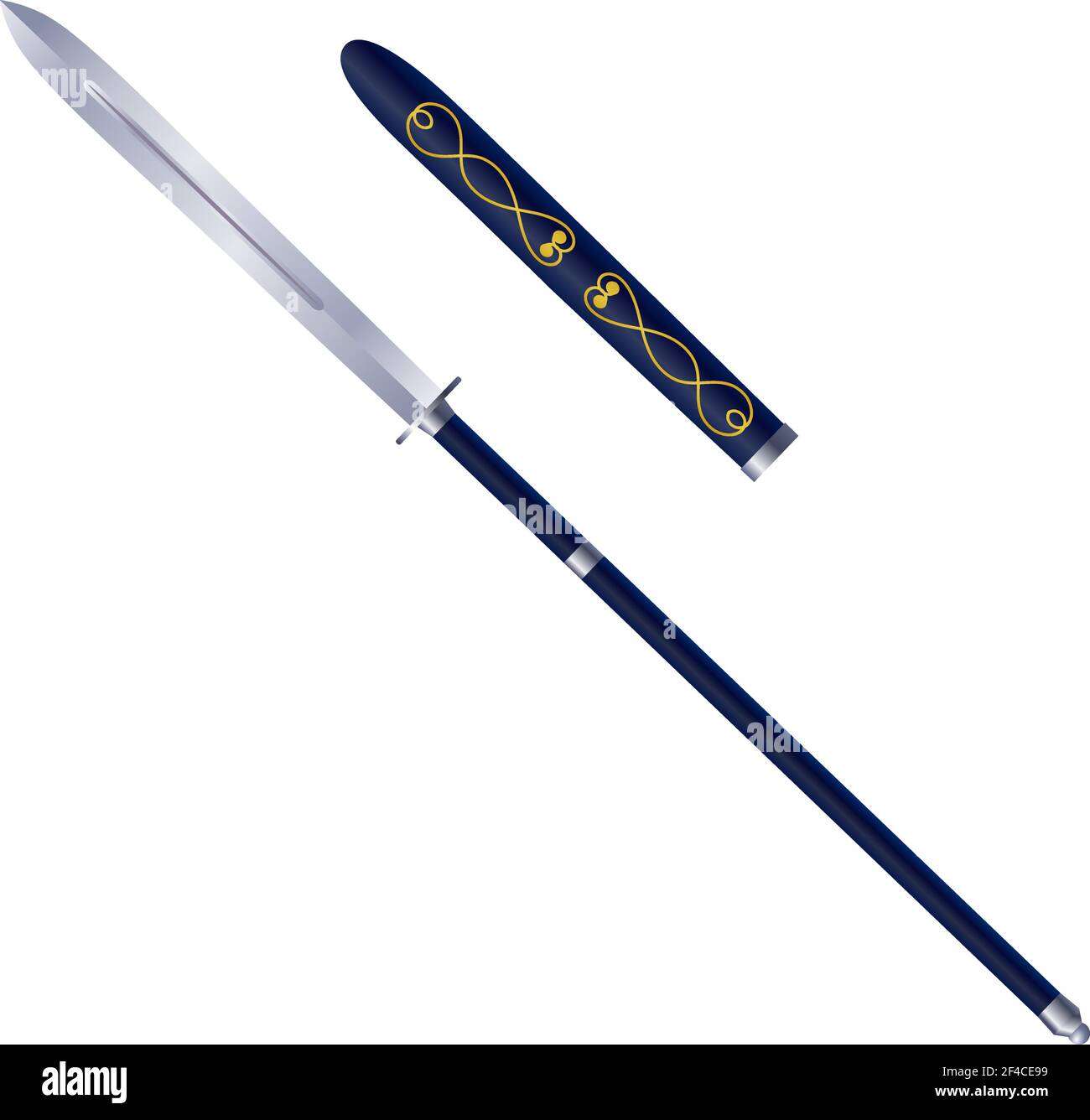 Stock les lances traditionnelles japonaises Vector sur fond blanc. Arme ancienne. Sujet sur un arrière-plan blanc isolat. Fantassins d'armes médiévales. Illustration de Vecteur