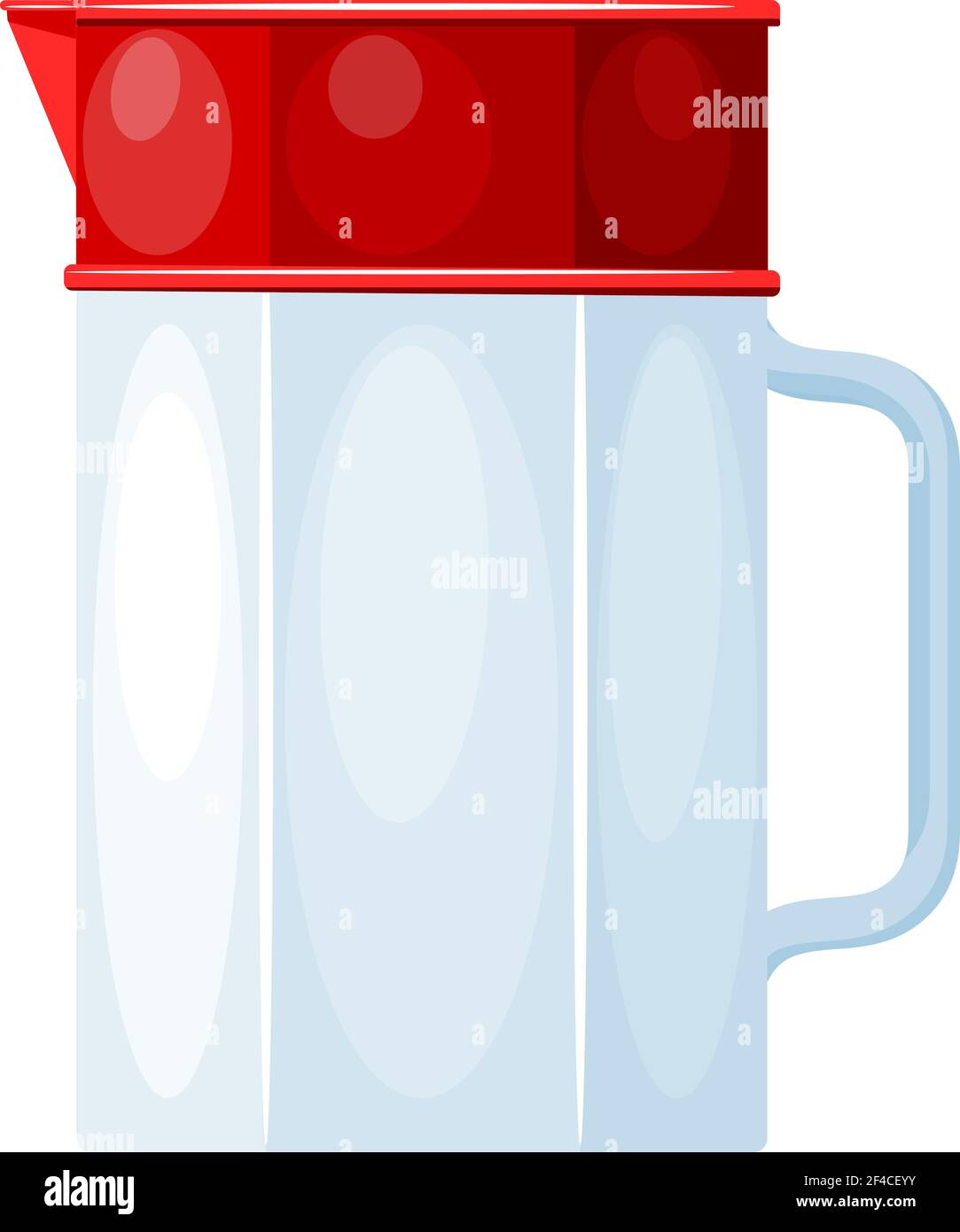 Carafe moderne en verre avec capuchon rouge sur fond blanc. Illustration du vecteur de stock Illustration de Vecteur