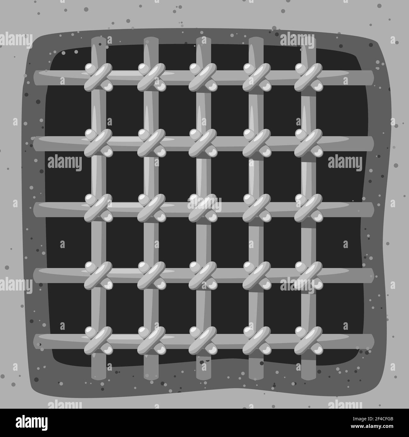 Réseau d'acier de prison abstrait dans le mur de la prison. Style de dessin animé. Illustration vectorielle du treillis de fer Vintage. Illustration de Vecteur