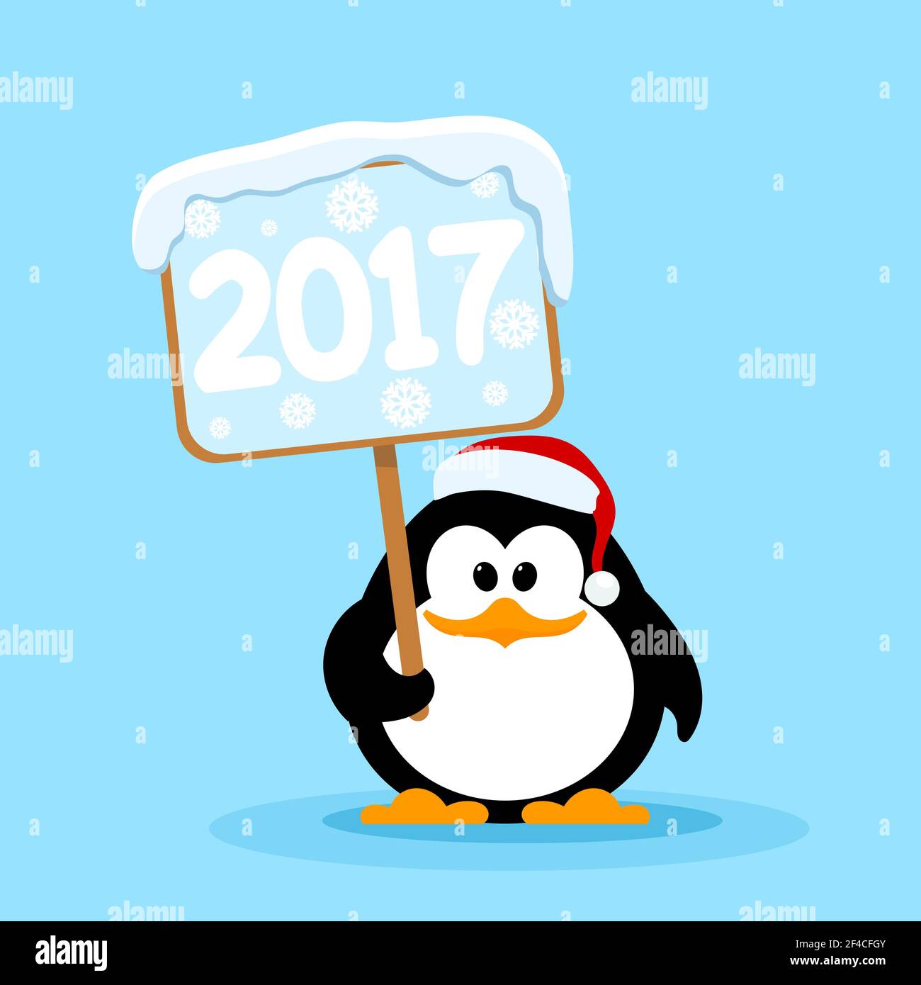 Illustration Vectorielle D Un Petit Pingouin Mignon Avec La Tablette 17 Symbole Du Nouvel An A Venir Bebe Pingouin Avec Un Panneau En Bois Dans Ses Mains Style De Dessin Anime Image Vectorielle