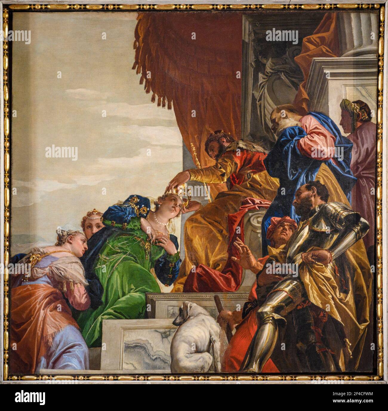 Venise. Italie. Chiesa di San Sebastiano (église Saint-Sébastien), Esther couronné par Ahasuerus, 1556, peinture de Paolo Veronese (1528-1588). Banque D'Images