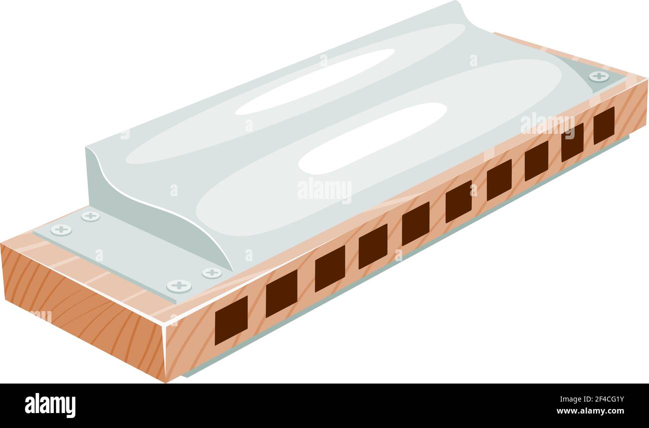 Dessin animé image vectorielle d'un instrument de musique - harmonica sur fond blanc. Illustration du vecteur de stock Illustration de Vecteur