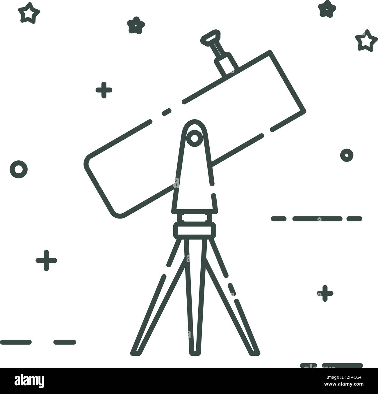 Le télescope sur le trépied regarde le ciel. Icône de couleur linéaire. Isolé sur fond blanc. Illustration vectorielle. Illustration de Vecteur