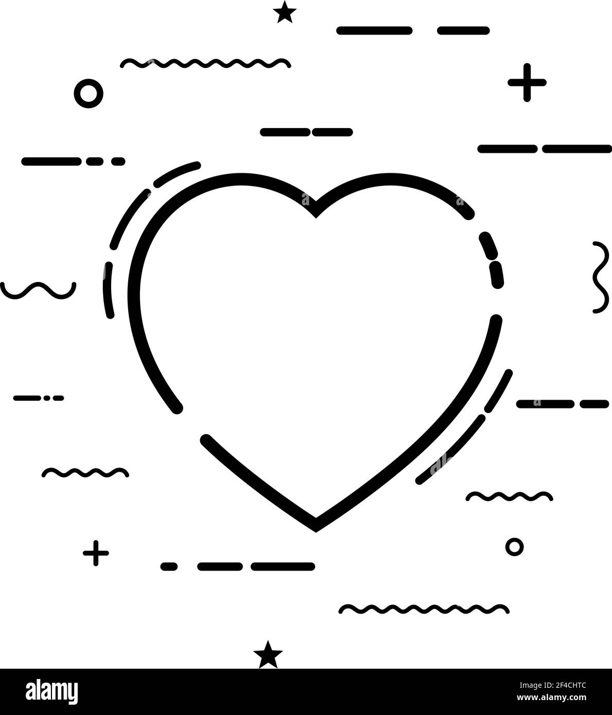 Icône en forme de coeur linéaire simple noir abstrait. Style linéaire. Illustration vectorielle Illustration de Vecteur