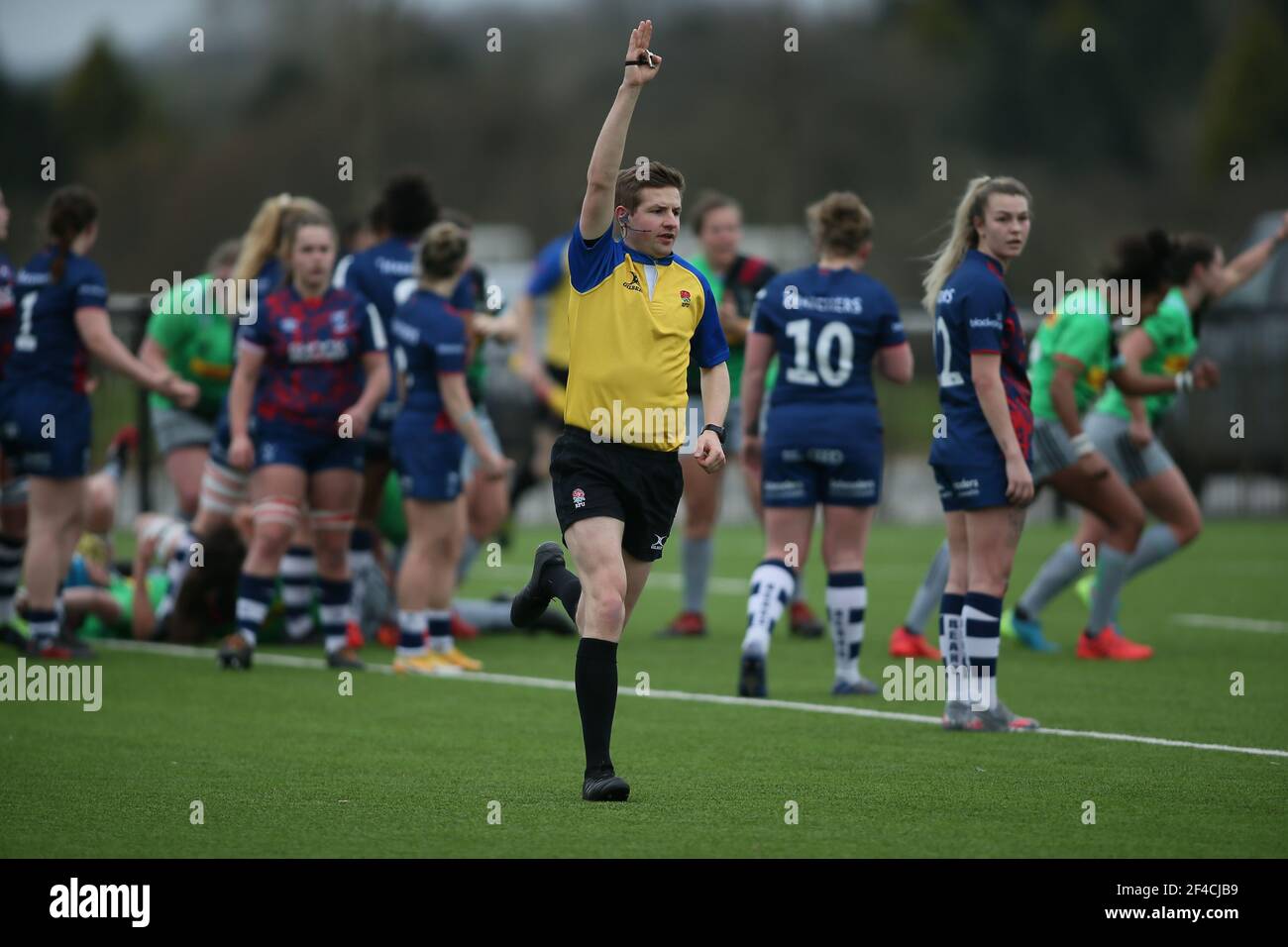 Bristol, Royaume-Uni. 20 mars 2021. Pénalité accordée lors du match Allianz Premier 2015 entre Bristol Bears Women et Harlequins Women au stade Silverlake à Eastleigh, Angleterre crédit : SPP Sport Press photo. /Alamy Live News Banque D'Images